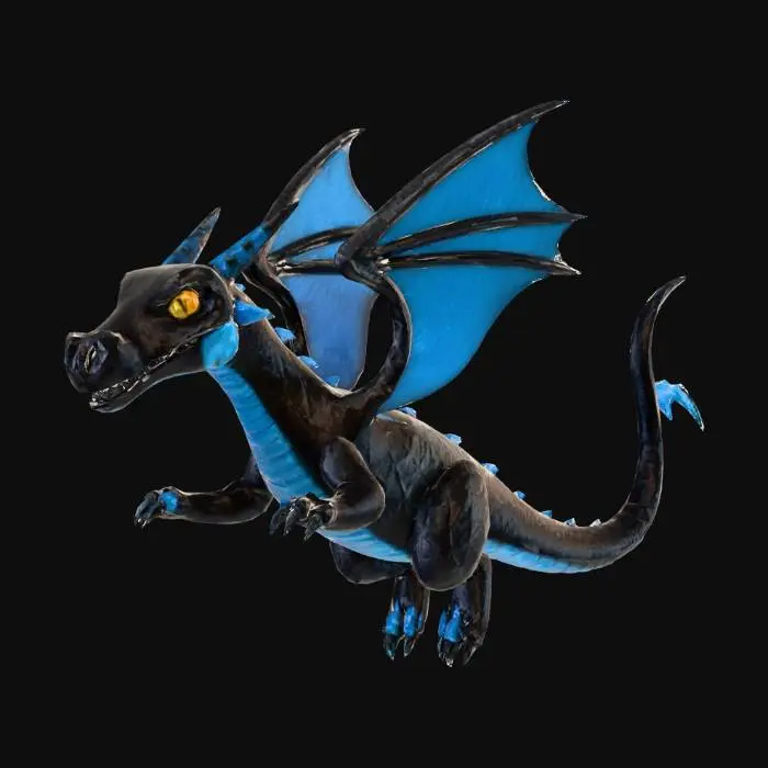 3D model for A low detail low poly red dragon with wings outstretched in a gliding pose