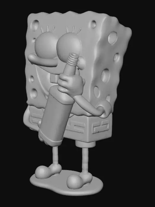3D model for spongebob holding a bottle of jim beam