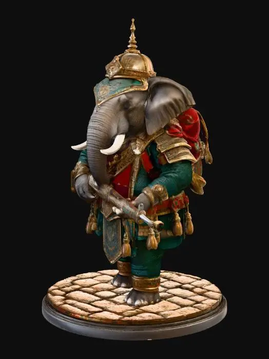 3D model for Elephant Warrior in Temple Sunrise