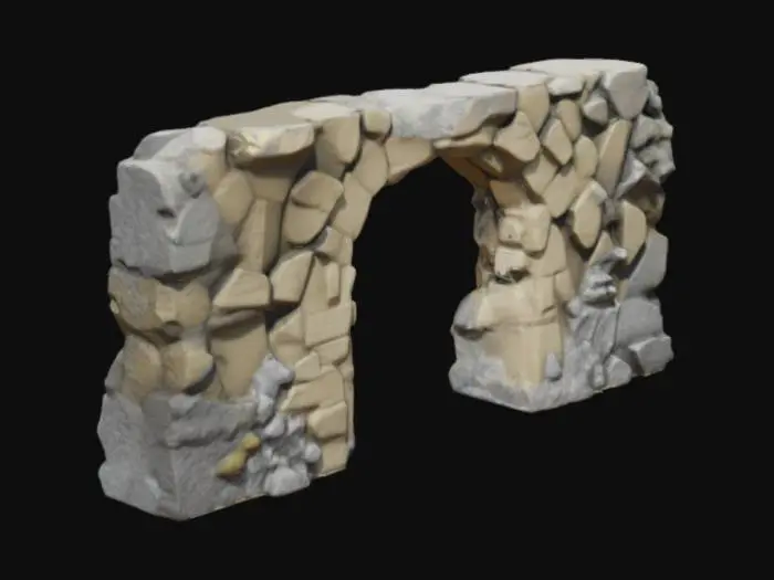3D model for realistic crumbled stone. mining entrance for roblox