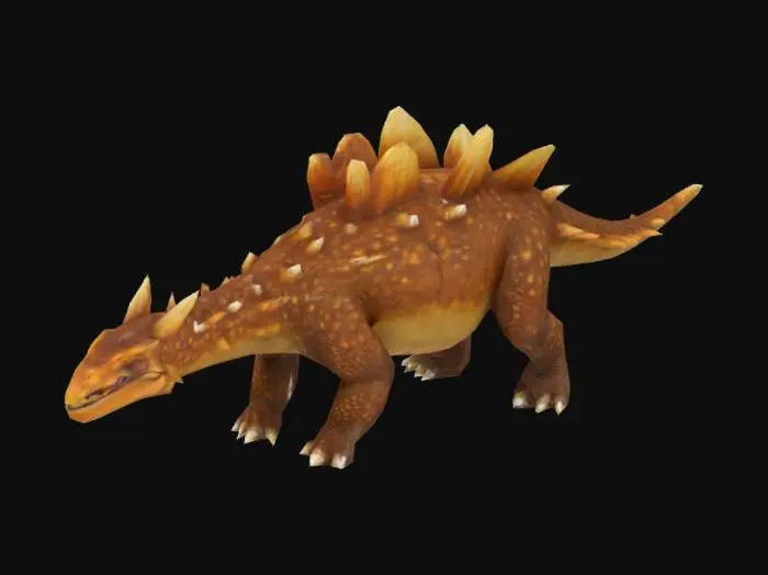 3D model for A realistic ankylosaurus in brown colors with white spikes.