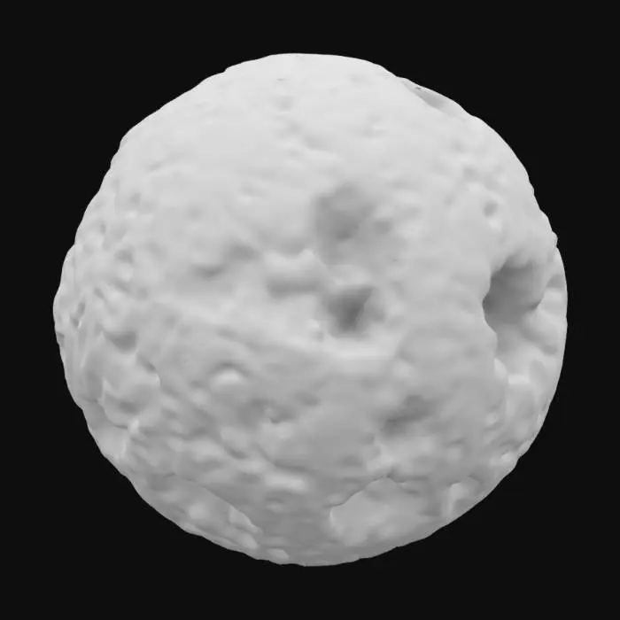 3D model for A moon with extremely deep flower shaped canyons, ultra high detail, deep cracks & deep edges, sharp outside edges, very sharp inside edges, extremely exaggerated small details, multiple large craters, multiple rings around the moon, proportional, 8k details, ultra high detail large boulders, full color, 90 degree angles at crater edges, realistic, Ultra alien details, Highly Detailed, Fantasy, futuristic,