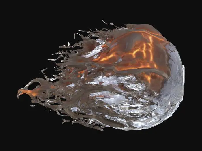 3D model for crie uma bola de pegra com fogo, parecido com um meteoro