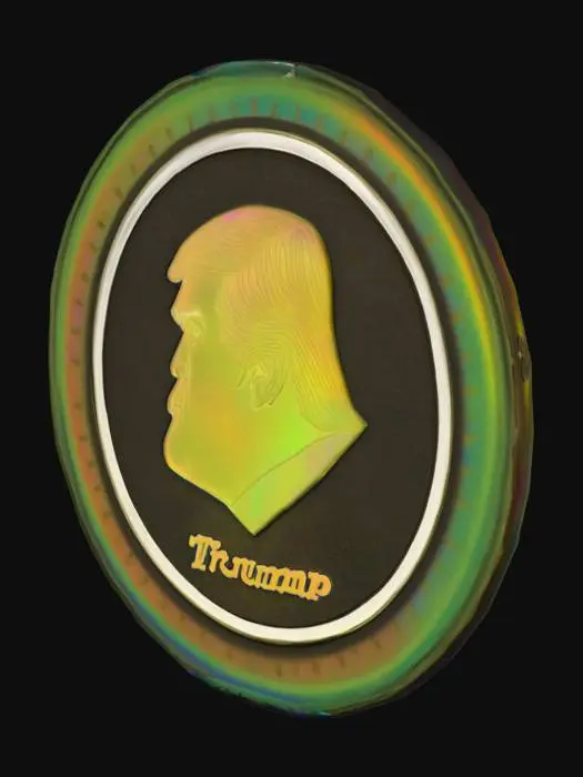3D model for Trump Bitcoin cryopto memeCoin with Profile Silhouette
