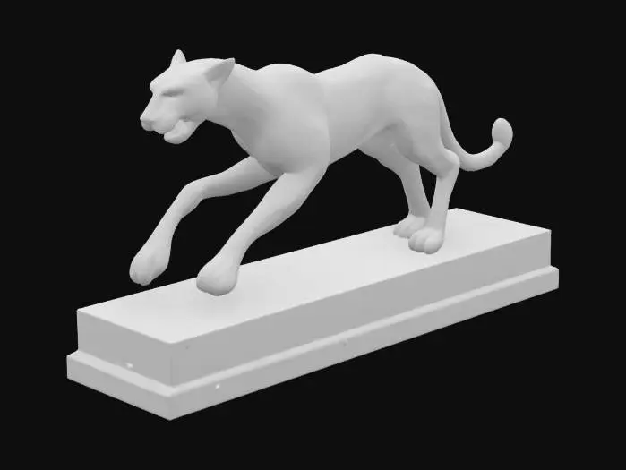 3D model for Vintage carved Brass Cheetah running Sculpture