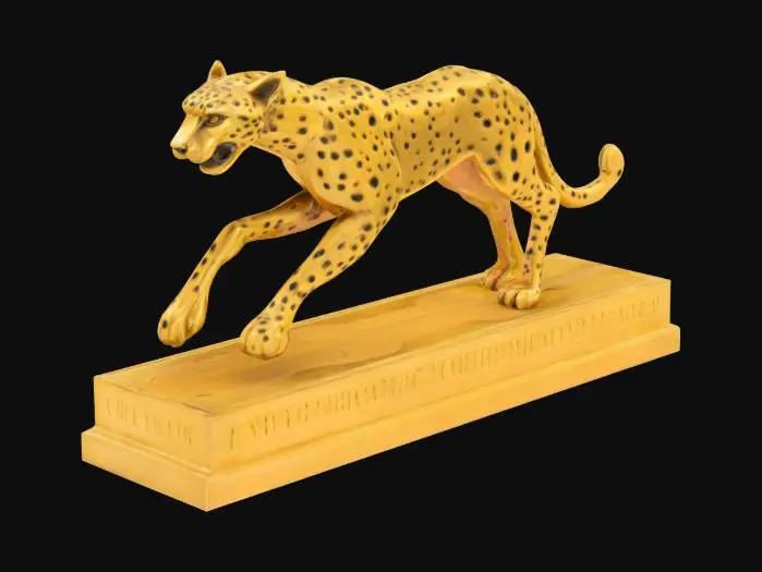 3D model for Vintage carved Brass Cheetah running Sculpture