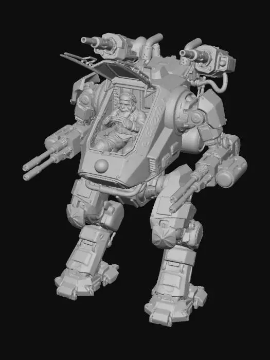 3D model for Santa Claus as a mech pilot, in well worn Santa themed/tactical mech pilot outfit and gear. He's sitting in a open mech cockpit, wearing a "multiple eye spec visor", cracking his knuckles His mech is a large, weathered, christmas themed heavy duty walker mech, called "RUDOLF" (name printed down the side of the chassis), with a "red nose" paint on the sharp point of the front plate just beneath the cockpit glass suite. Twin laser cannon armaments on the arms. Heavy hydraulic parts and artillery system on the back. Full mech in view. No background. 
#Christmas2025#