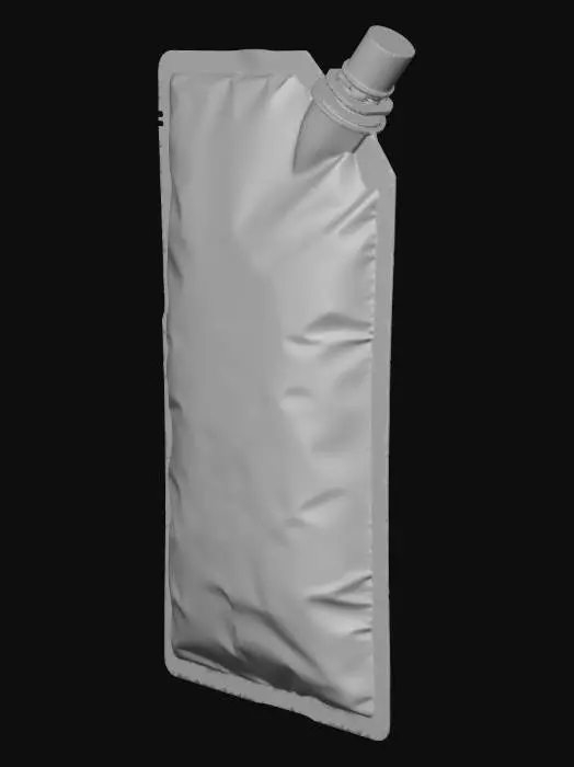 3D model for Slim futuristic water pouch made from soft, flexible vacuum-sealed metallic foil and polymer film. GLACIES