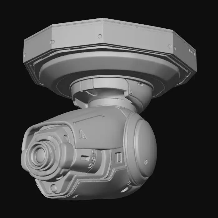 3D model for Minimalist high-end sci-fi indoor security turret. 
GLACIES