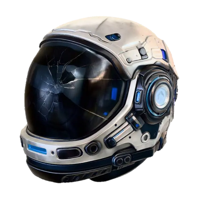 Shattered Visor Space Helmet 3D model, vytvořený pomocí AI