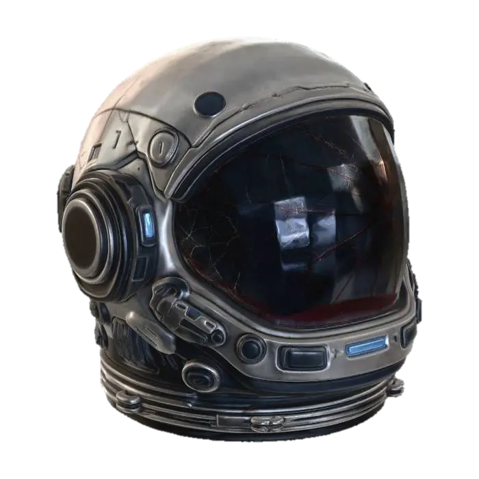 Cracked Bloodied Visor 3D model, vytvořený pomocí AI
