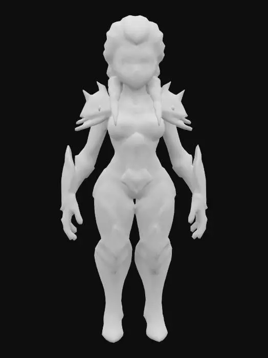 3D model for Ultra-detailed fusion of Elsa from Frozen and Scorpion from Mortal Kombat. Her curvy yet athletic figure is clad in Scorpion’s iconic black and gold armor, reforged with icy blue accents. The segmented chest plate, shoulder guards, and gauntlets blend sharp, frozen edges with molten detailing. She wears a battle-worn golden mask with intricate frost engravings, and her glowing blue eyes pierce through. Her platinum hair is pulled into a warrior’s braid. 