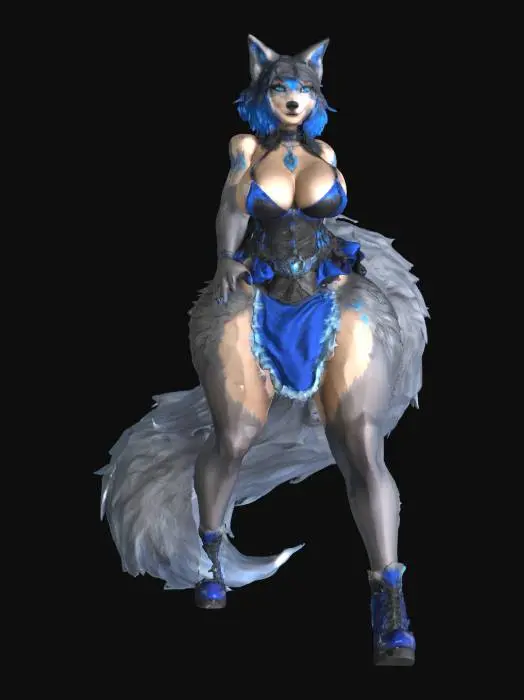 3D model for Blue Wolf Maid