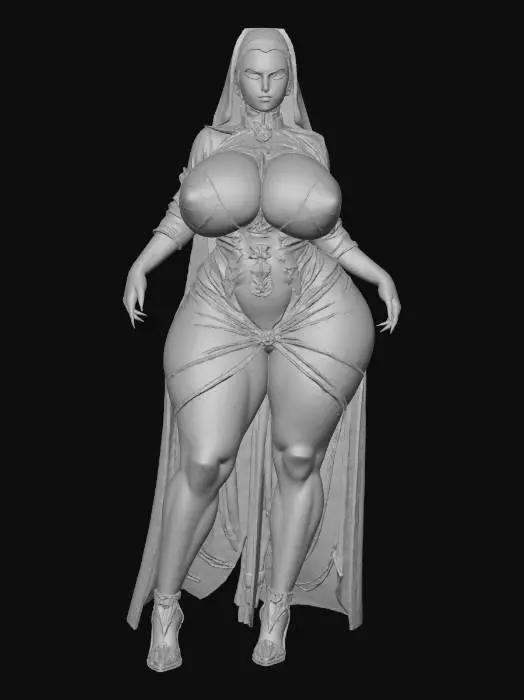 3D model for Busty Hijab sheer Dress