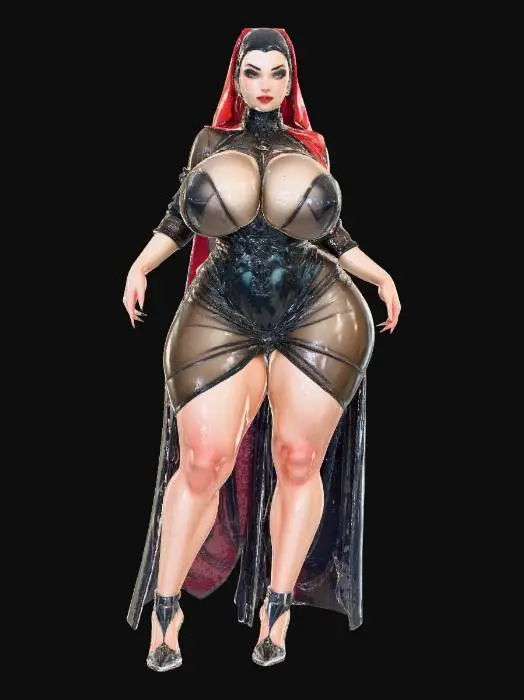 3D model for Busty Hijab sheer Dress
