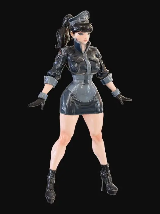 3D model for Sexy Busty Latex Commander