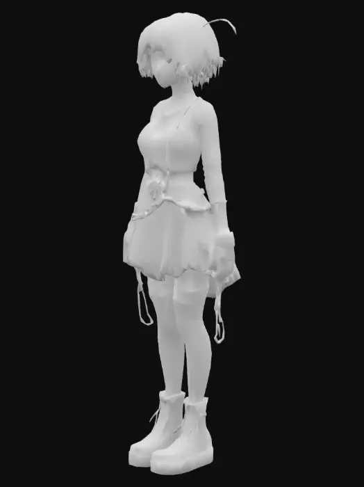 3D model for goth femboy with a wight monster thigh highs and a skirt 