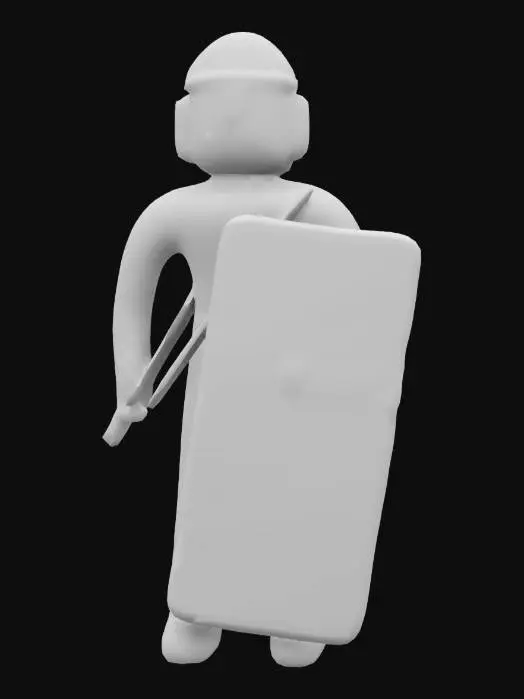 3D model for Riot Control: Ein Polizist in Blauer Uniform, Helm , Shild und Visier.