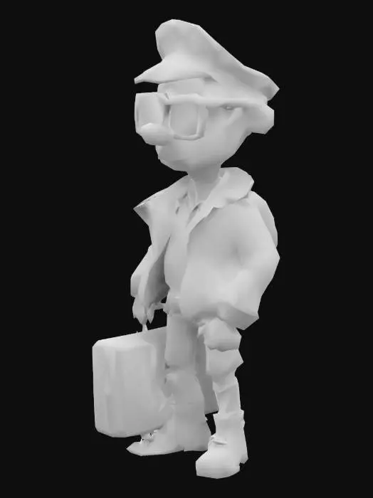 3D model for a Airplane Pilot, standing with a suitcase wearing sunglasses. Cartoon Style.