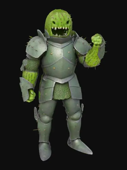 3D model for a cactus in armor with extra holes for the spines!
