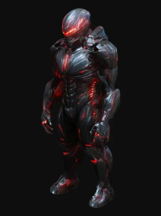 3D model for Crysis Nanosuit, muscular, black and red, glowing cybernetic armor