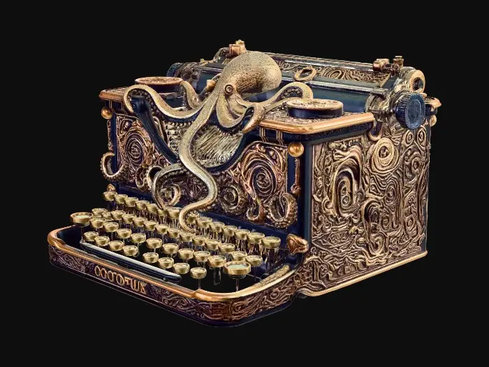 3D model for Steampunk Octopus Typewriter
