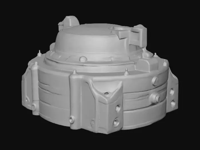 3D model for A sealed magnetic hatch with biometric locking latches and pressure-tight bolts, retro-futuristic, sci-fi security equipment, sterile finish