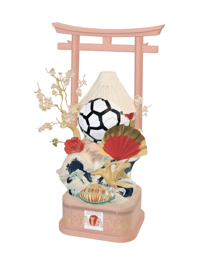 Create a Football Cup 2026 collectible sculpture representing Japan. Feature Mount… - Torii 3D model, vytvořený pomocí AI