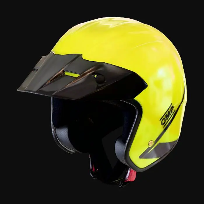 3D model for Neon Yellow Open-Face Motorcycle Helmet