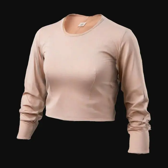 3D model for A long sleeved crop top for women with medium sized breasts