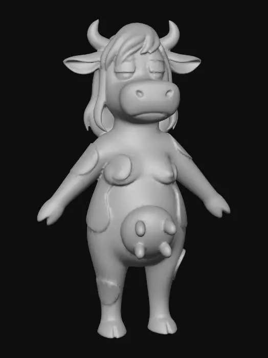 3D model for T-Pose Cow Character NO NIPPLES
