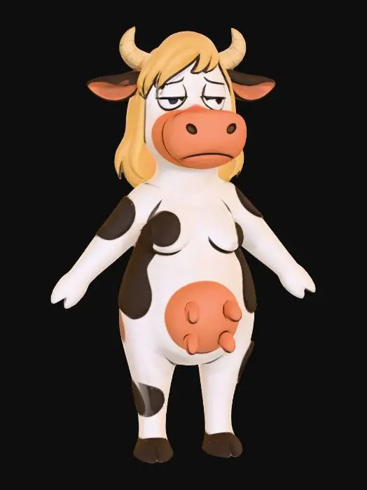 3D model for T-Pose Cow Character NO NIPPLES