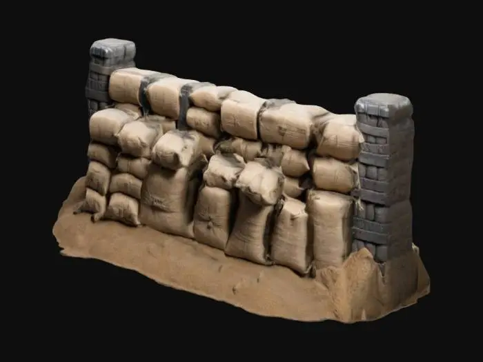 3D model for une barricade fait de sac de sable de style warhammer