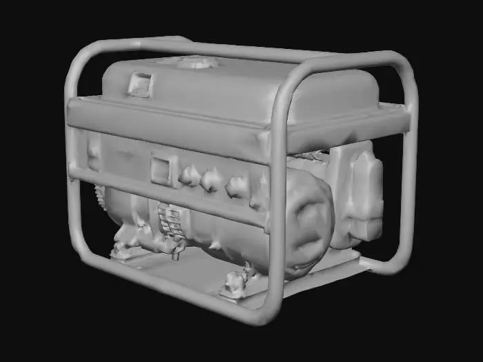 3D model for Industrial small portable generator, weathered metal texture, yellow and black color scheme, realistic mechanical details, 8k, highly detailed