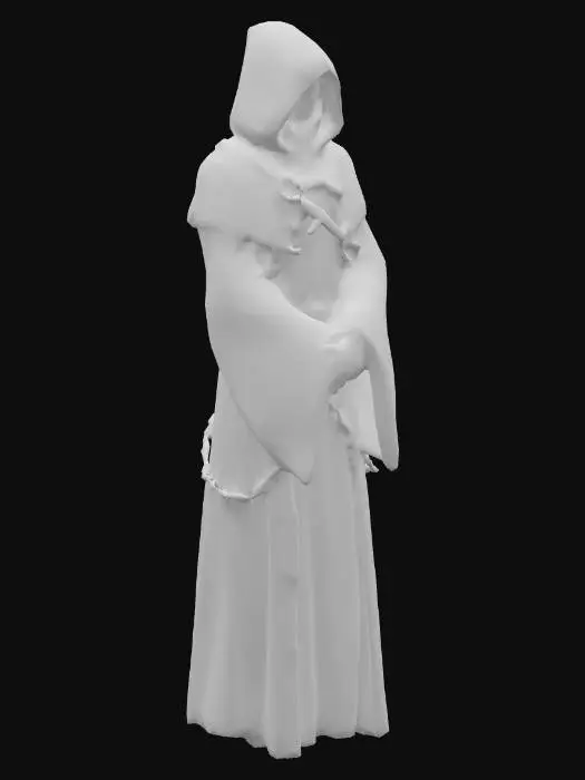 3D model for Evil Cultist in a hooded red robe with fetish straps, glowing red eyes, #PBR#