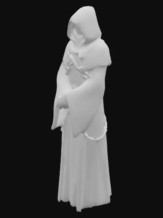 3D model for Evil Cultist in a hooded red robe with fetish straps, glowing red eyes, #PBR#