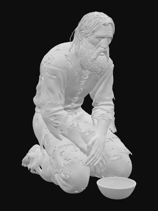 3D model for Old Beggar and plate for coins