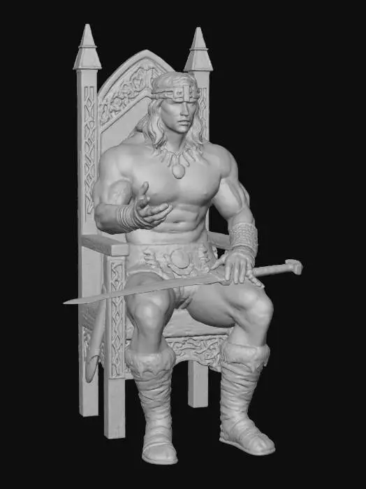 3D model for Conan the Barbarian sitting on chair