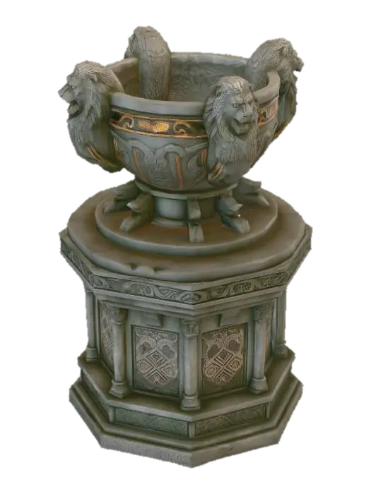 Lions' Bowl on a Stone Pedestal - Statue 的 AI 生成 3D 模型