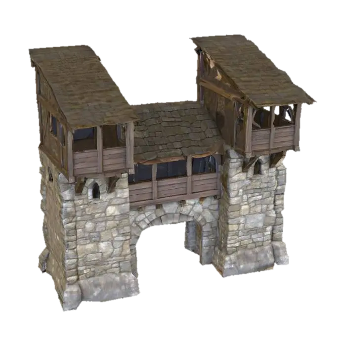 Medieval Gatehouse - Fortification 3D model, vytvořený pomocí AI