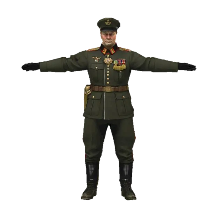 โมเดล 3D ของ WW2 German Officer, uniform, standing in T-pose สร้างโดย AI