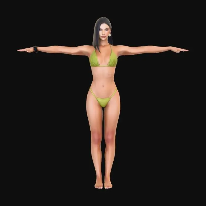 3D model for Model in Green Bikini
