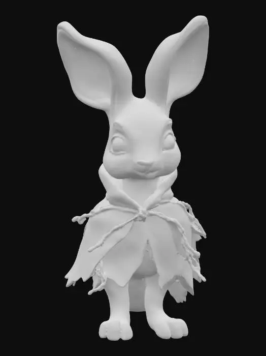 3D model for a figurine of a cute occult jackalope wearing a ripped cape, well detailed