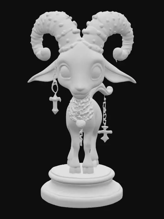 3D model for A figurine of a cute occult goat, fine gothic details