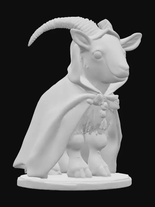 3D model for A figurine of a cute occult goat, fine gothic details