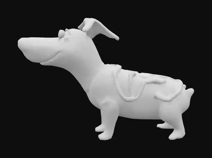 3D model for generate me a model of a hot dog wiener dog
