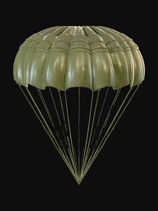3D model for paraquedas estilo militar(redondinho, pode ser todo verde militar. Por favor, sem rasgos nem nada do tipo.