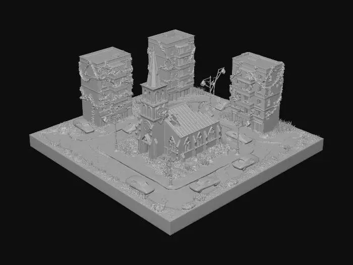 3D model for Abandoned City Block