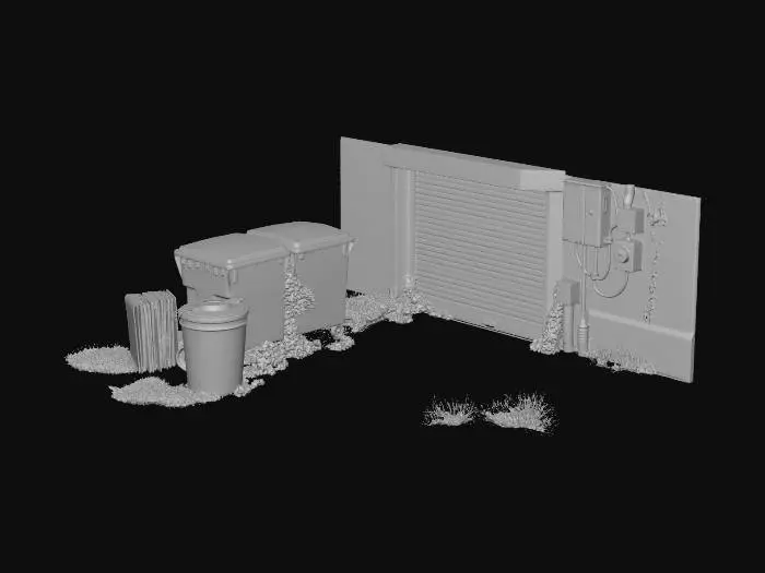 3D model for Rusty Roll-Up Door in an Alley