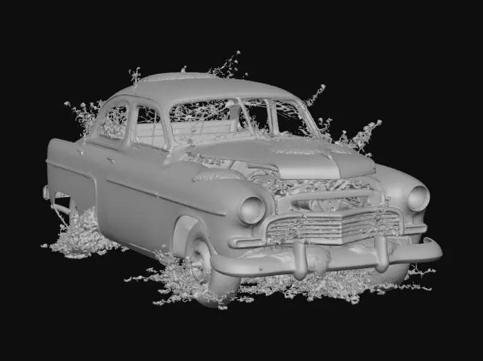 3D model for Overgrown Relic on sedan vintage car